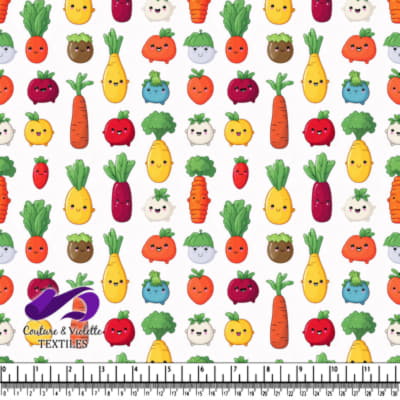 Cute Kawaii Cartoon Vegetables Pattern on White Background