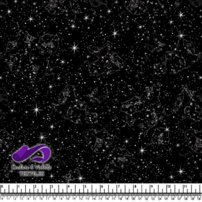 Nuit Étoilée Noire avec Motif de Constellations