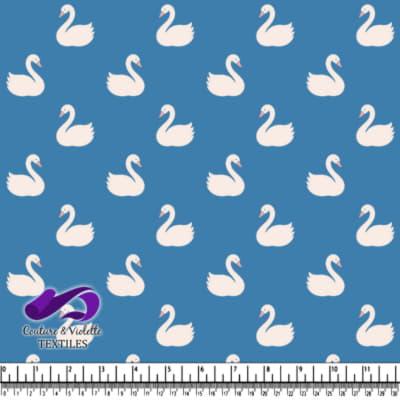 Blue Background with White Swans Pattern Design
