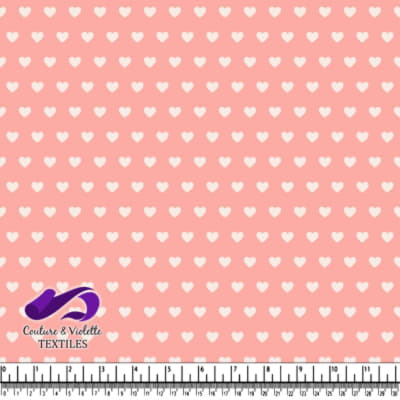 Pink Fabric Pattern with White Hearts