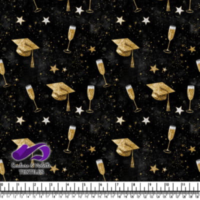 Gold and Black Graduation Celebration Pattern
