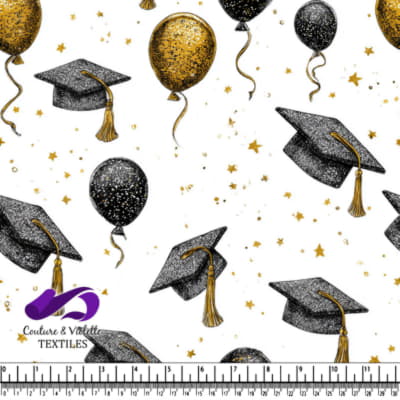 Motif de célébration avec des chapeaux de diplômés, des ballons et des étoiles
