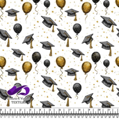 Motif de célébration avec des chapeaux de diplômés, des ballons et des étoiles