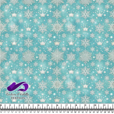 Motif Textile d'Hiver avec Flocons de Neige et Couronnes