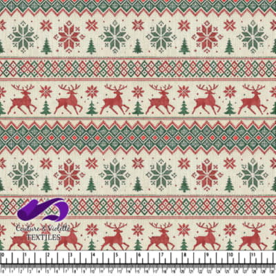 Motif Tricot de Noël Traditionnel avec Rennes et Flocons de Neige