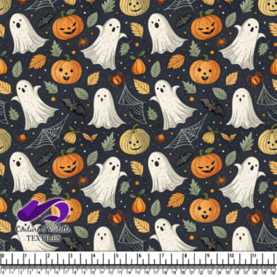 Motif Mignon avec Fantômes, Citrouilles et Chauves-souris pour Halloween