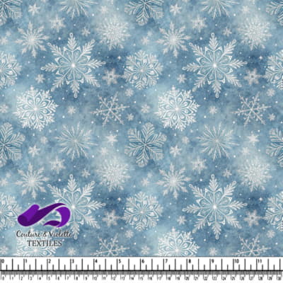 Flocons de Neige Vintage sur Fond Bleu