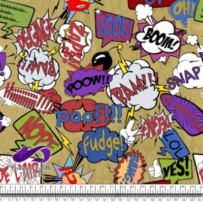 Comic book - Speech bubbles Fudge on yellow background