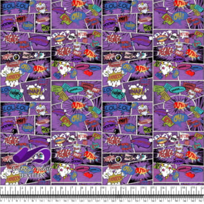 Comic book - Histoire en Mots Colorés sur un Fond Violet