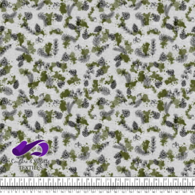 Conifères et Taches de Kaki sur Fond Blanc