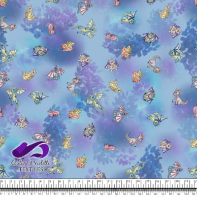 Dragons - Fantastique dragon sur fond bleu clair texturé