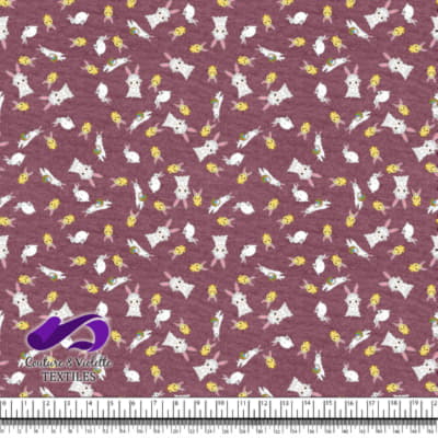 Pâques - Cute furets avec amis sur fond hawthorn rose