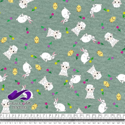 Pâques - Animaux mignons sur fond granit vert texturé