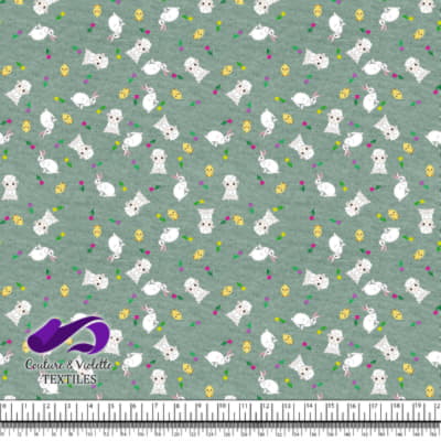 Pâques - Animaux mignons sur fond granit vert texturé