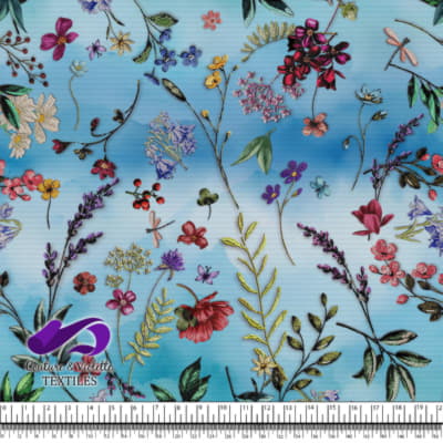 Embroidery bloom - Fleurs sauvages brodées sur fond bleu