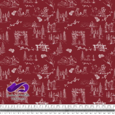 Toile de Jouy - Hiver sur fond winery