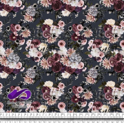 Shadow dream - Flower and skulls - After midnight blue