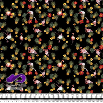 Tropical - Flore et flamants - Noir