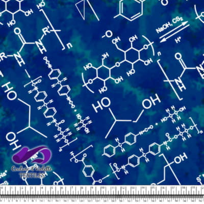 Techno - Molecules - White on blue background