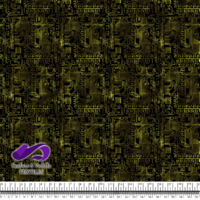 Techno - Circuit - Jaune sur fond noir